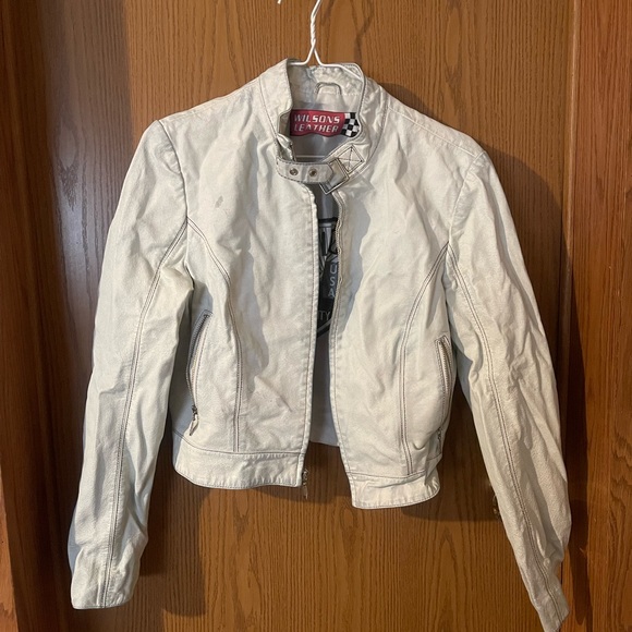 Jackets & Blazers - **SOLD** White leather distressed jacket by Wilson’s Leather